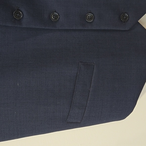 Tommy Hilfiger Sharkskin Slim Fit 100% Wool Navy Suit Vest Size M - Picture 4 of 9